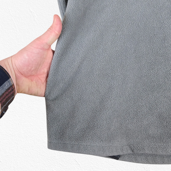 Entro Gray Peach Pink Color Block Mock Neck Fleece Popover Jacket Size Medium - Picture 4 of 7